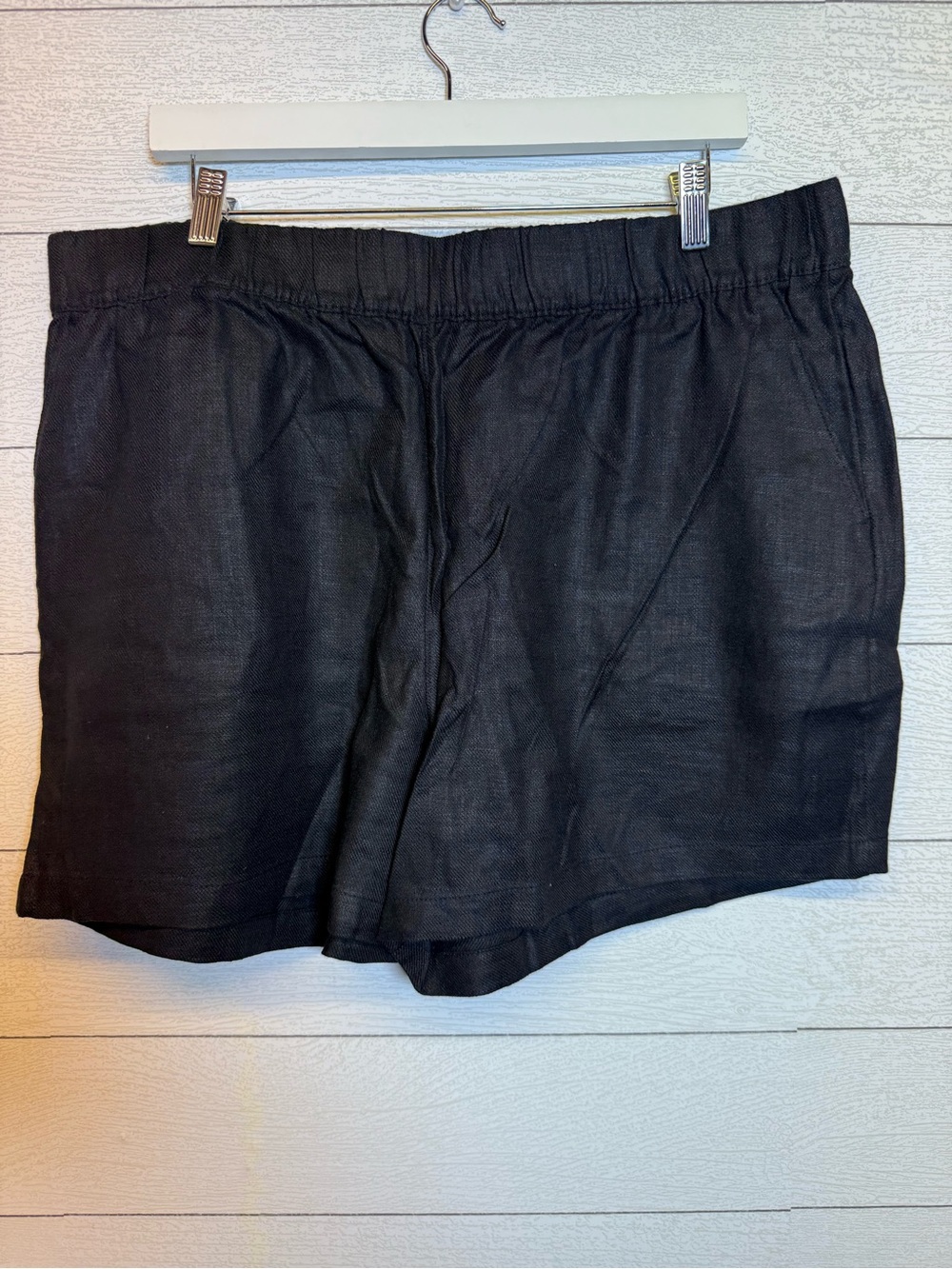 Blank NYC Black Black Linen Blend Elastic Waist Drawstring Shorts XL NWT